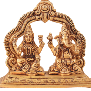 Pure Brass Lord Ganesha & Lakshmi Combined Idol | 5.5" x 6" x 2.7" Divine Murti | 1.8 kg Temple Art | United Deities Sculpture | Sacred Gift | Jaipurio